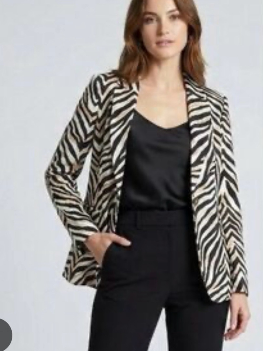 VENUS Zebra-Print Open Blazer Jacket - Black & White